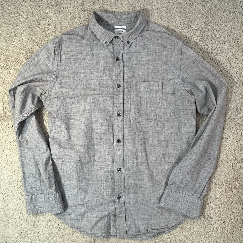 Old Navy Slim Fit Long Sleeve Button Up Blue Shirt Size Large Office Casual